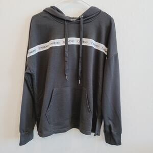 NWT Bebe Sport Plus Size Solid Black Hoodie with White Logo Women's Size 1X
